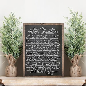 The Story of Christmas Luke 2:7-14 Verse Custom Wall Decor | Christmas Wall Art | Sustainable Holiday Art | Christmas Sign