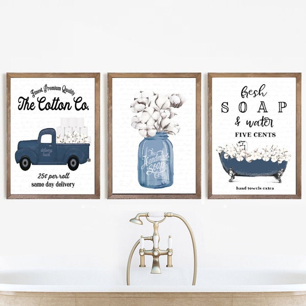 Navy Bathroom Decor - Etsy