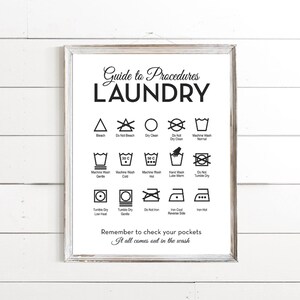 Laundry Symbols Guide Cheat Sheet Laundry Wall Art Laundry - Etsy