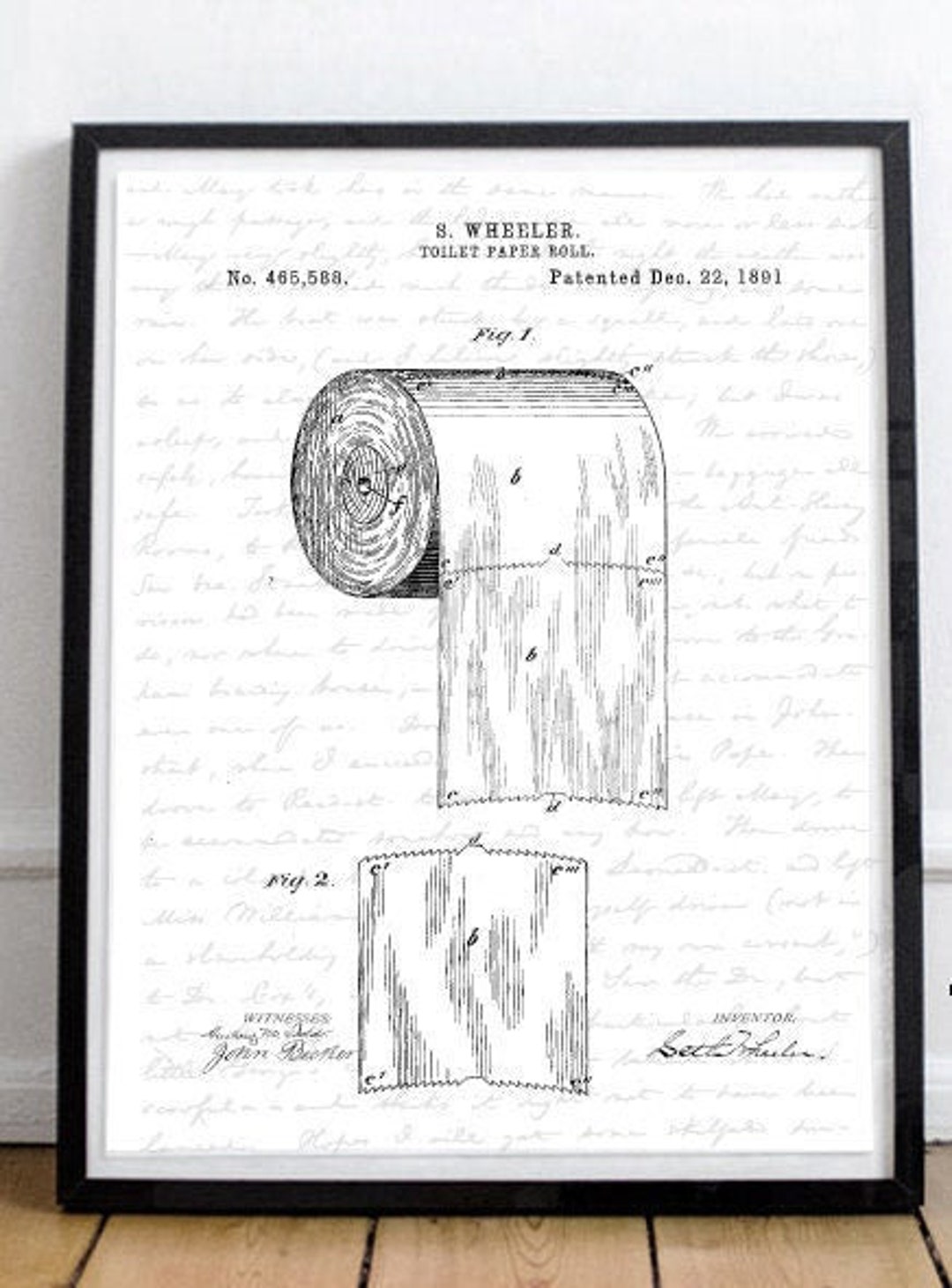 Toilet Paper Patent Art Print 4 Backgrounds Powder Room Etsy