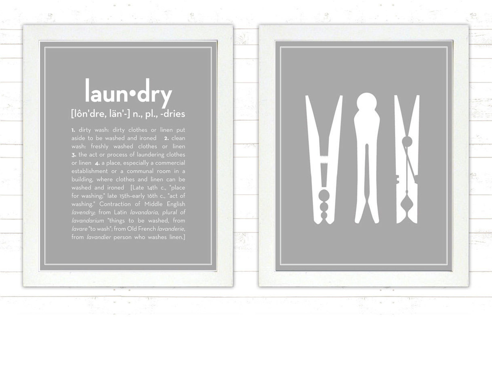 SET Definition of Laundry and Clothespins 8x10 prints Etsy