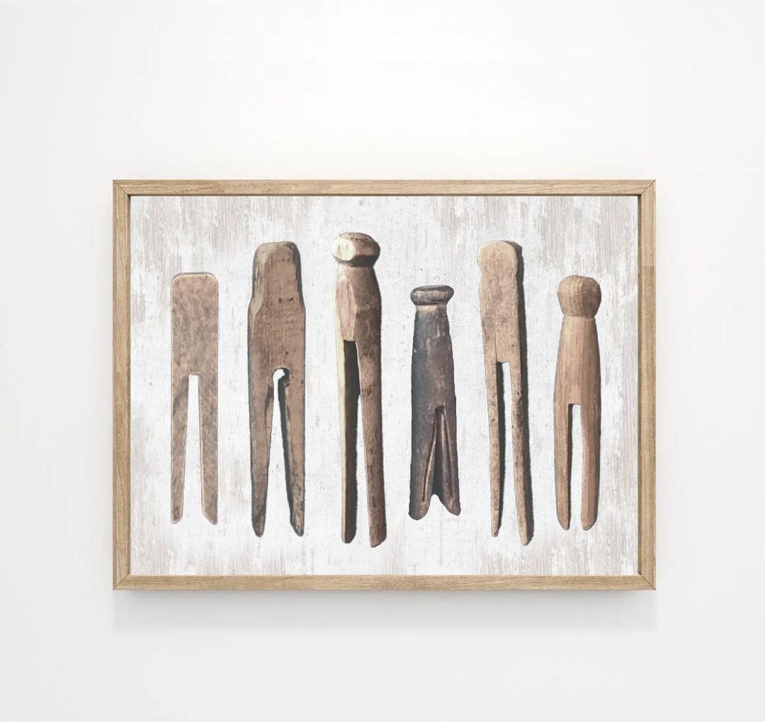 Vintage Wood Clothespins Laundry Room Wall Art | Vintage Heirloom Decor ...