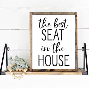 The Best Seat In The House Funny Bathroom Wall Art, Throne Kids Boys Girls Bathroom Humor Decor | Print, Framed Print or Canvas Sign
