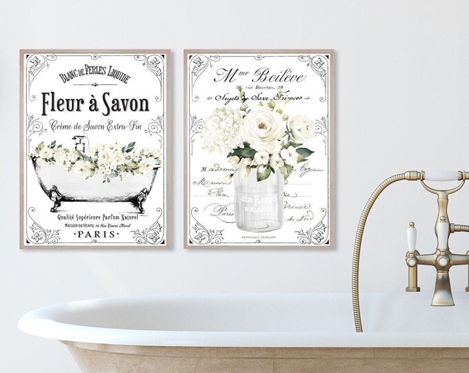 Rustic Bathroom Wall Decor Farmhouse Bathroom Wall Art Set - Etsy