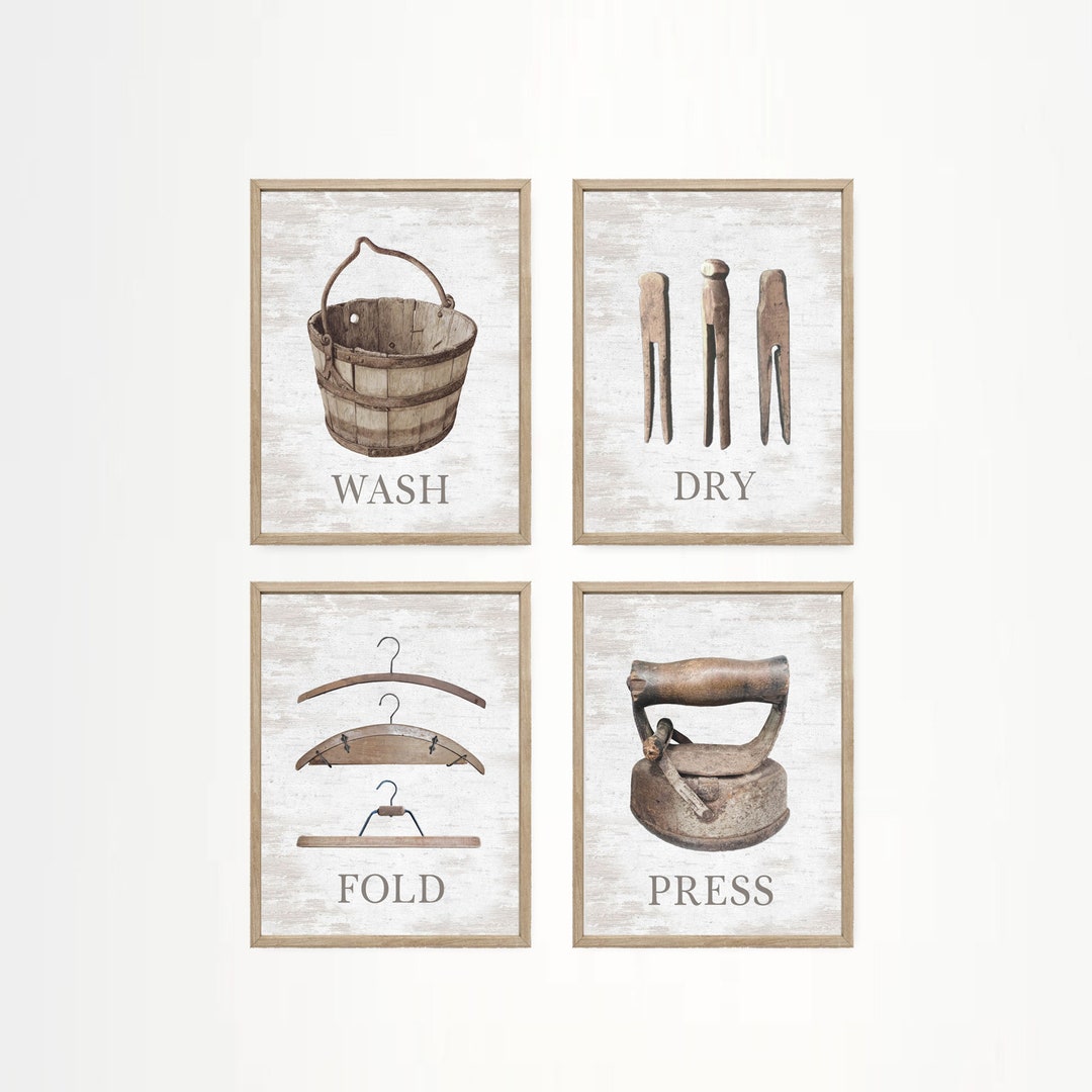 Laundry Room Art Prints: Vintage Farmhouse Decor, Set of 4 - Etsy