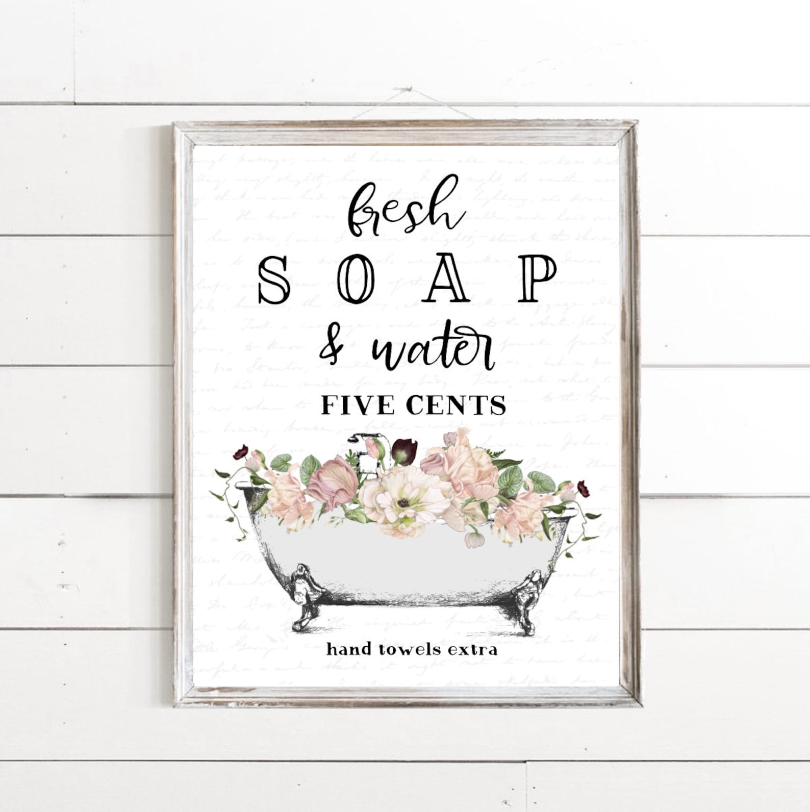 Set of 3 White With Soft Floral Bathroom Wall Art the Cotton Etsy