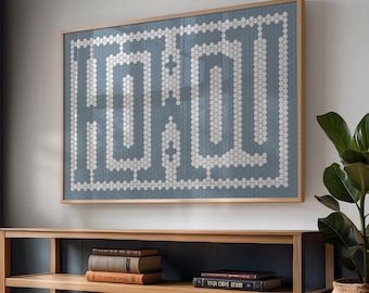 Howdy-muurkunst blauwe tegel: muurdecoratie Western Ranch