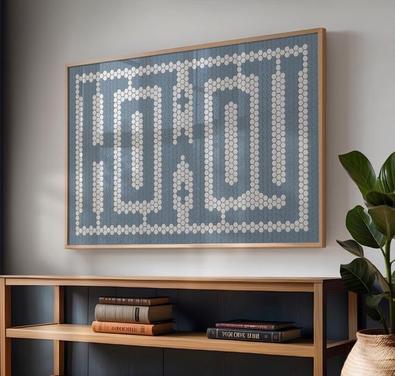Howdy Blue Tile Wall Art: Western Ranch Wall Decor