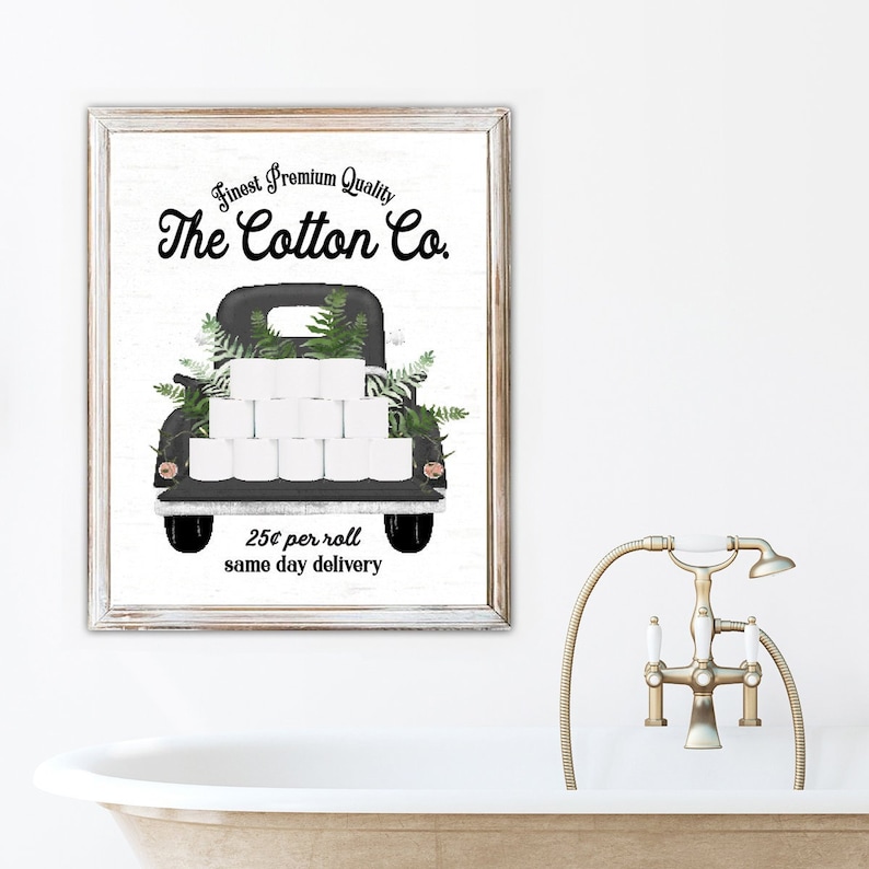Set of 3 Black & Greenery Bathroom - Lettered & Lined
