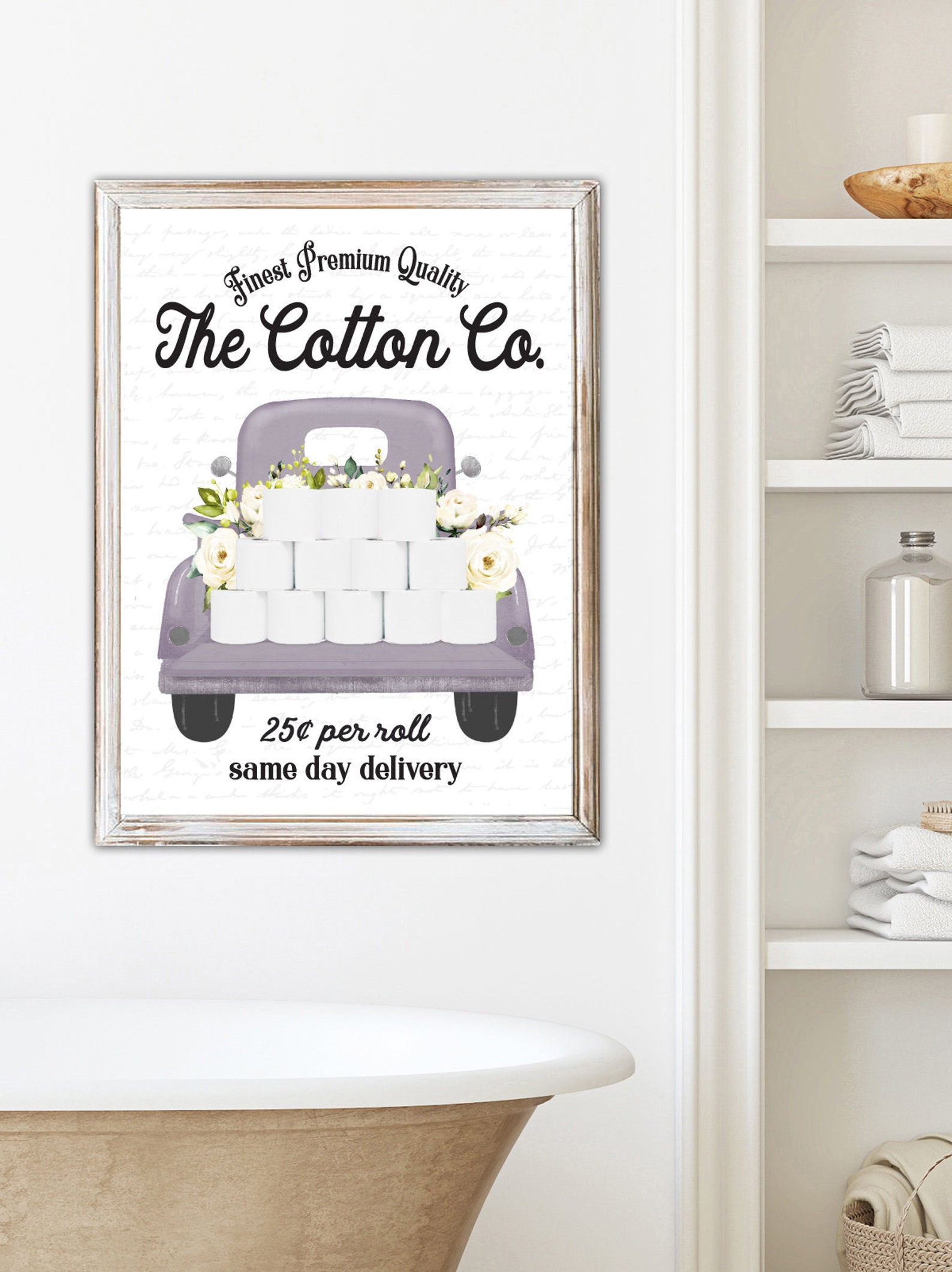 Set of 3 Lavender Bathroom Wall Art the Cotton Co Truck Etsy