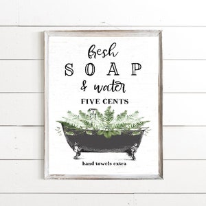 Set of 3 Black & Greenery Bathroom - Lettered & Lined