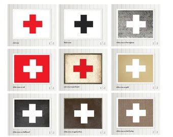 Swiss Cross Wall Decor | Vintage Red Cross Arm Flag | American Red Cross | Print, Framed Print or Wrapped Canavs Sign