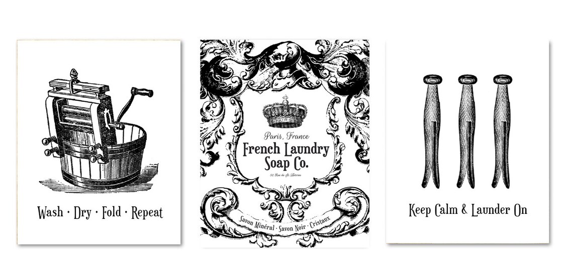 Set of 3 Laundry Prints Choose Size French Laundry Etsy