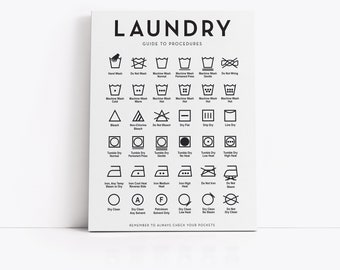 Laundry Guide To Procedures Vertical Wall Decor | Vintage Laundry Wall Art | Farmhouse Laundry | Print, Framed Print or Wrapped Canvas Sign