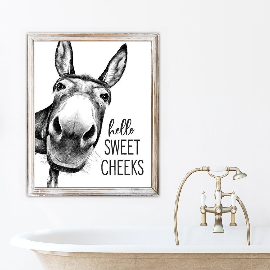 Hello Sweet Cheeks Donkey Custom Bathroom Wall Art Decor Etsy