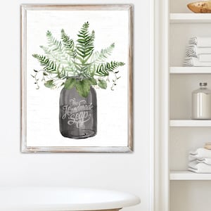 Set of 3 Black & Greenery Bathroom - Lettered & Lined