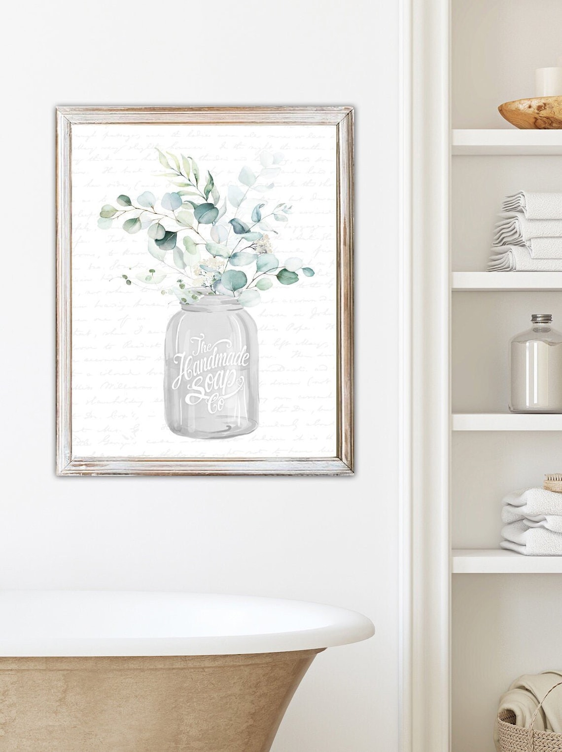 Set of 3 White With Eucalyptus Bathroom Wall Art: the Cotton - Etsy
