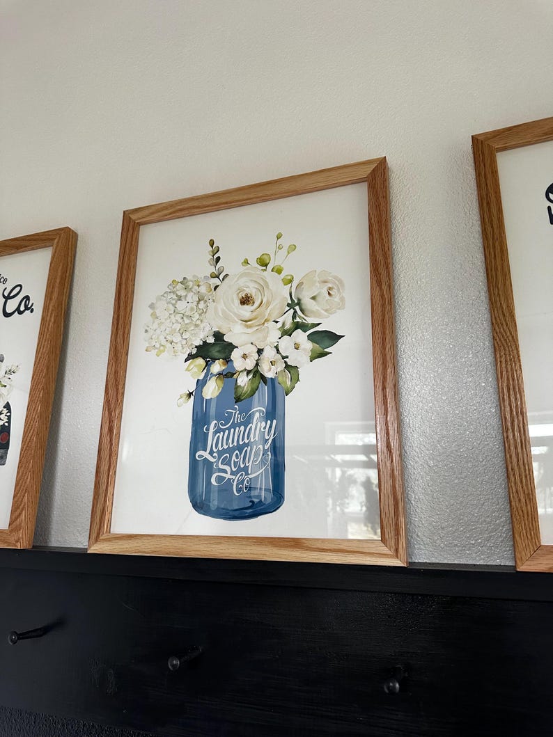 Navy Blue Laundry Room Art | Farmhouse Decor, Set of 3 - Etsy