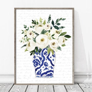 Blue And White Vase White Flowers Kitchen Wall Art Kitchen Etsy Il 300x300.4157219153 Jnq1
