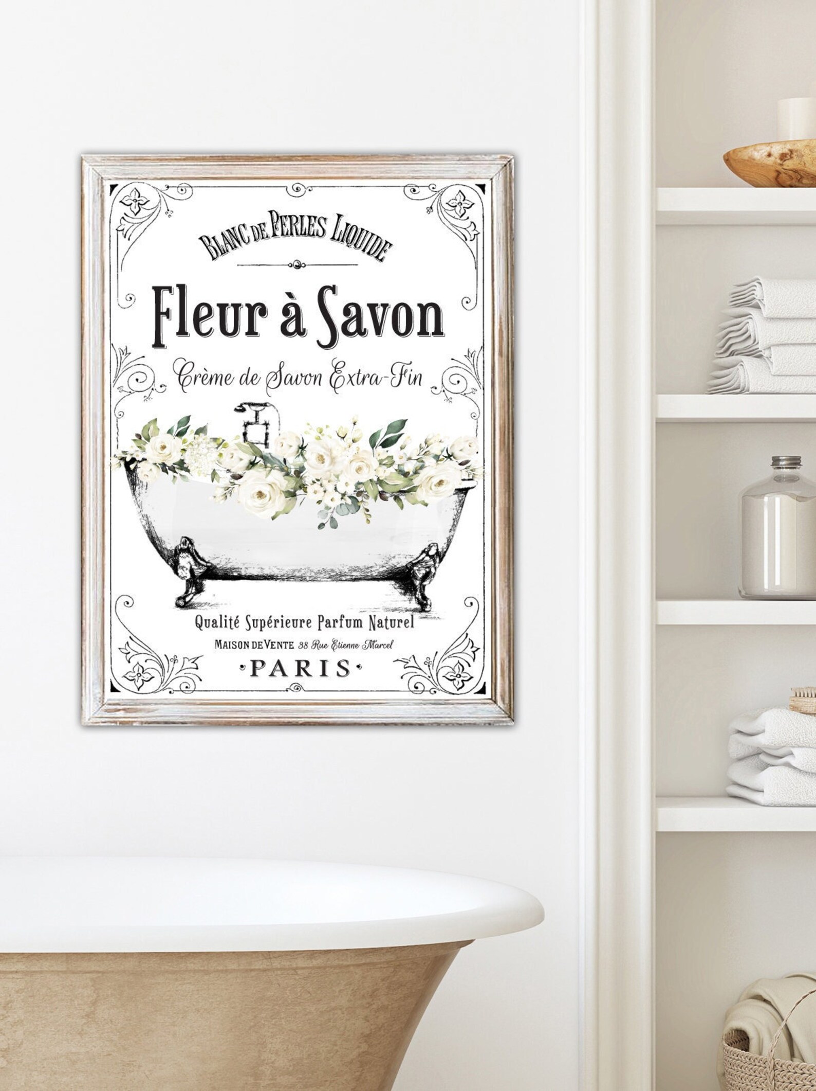 Set of 2 White French Bathroom Wall Art French Bathroom Etsy