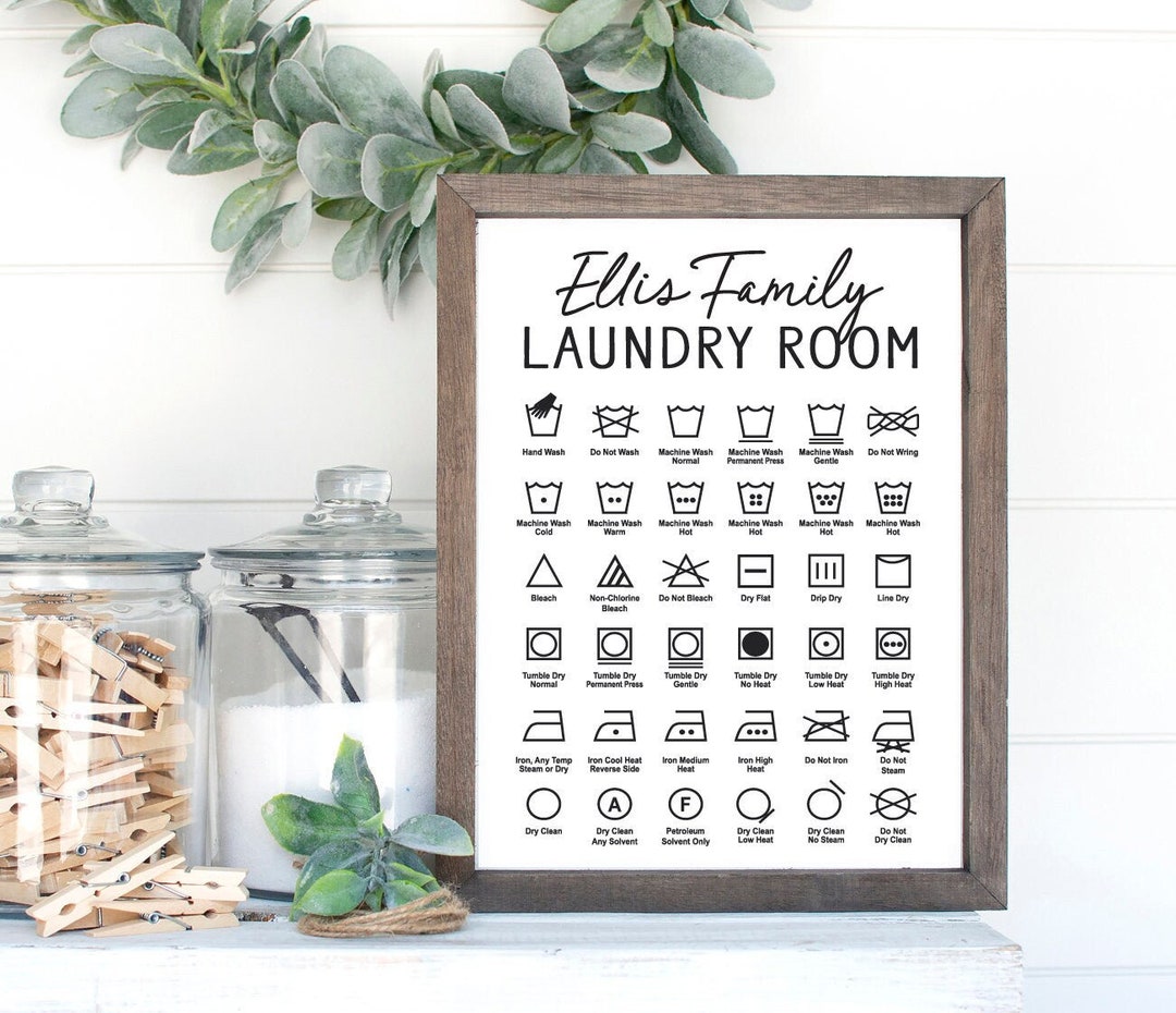 PERSONALIZED Laundry Wall Decor Art | Clothing Symbols Guide | Custom ...