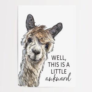 Examples of paper print Set of 4 Custom Bathroom Art: Llama, Cow, Sheep & Donkey | Lettered & Lined
