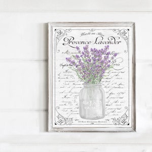 Provence Lavender Floral French Bathroom Wall Art | Purple Flower Bouquet French Paris Parisian Decor | Print, Framed Print or Canvas Sign