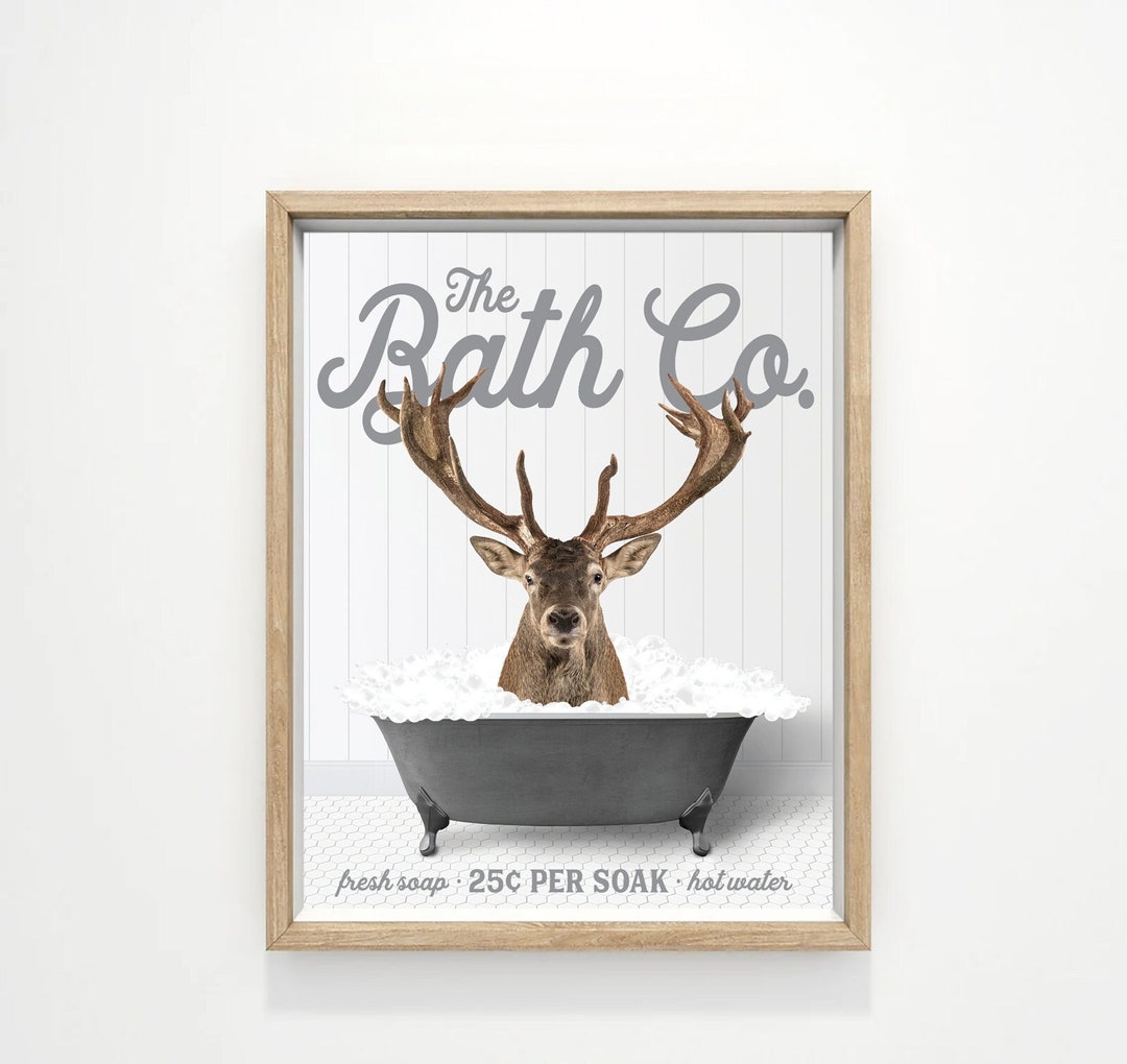 Deer the Bath Co Black Tub Custom Bathroom Wall Art Decor Farmhouse