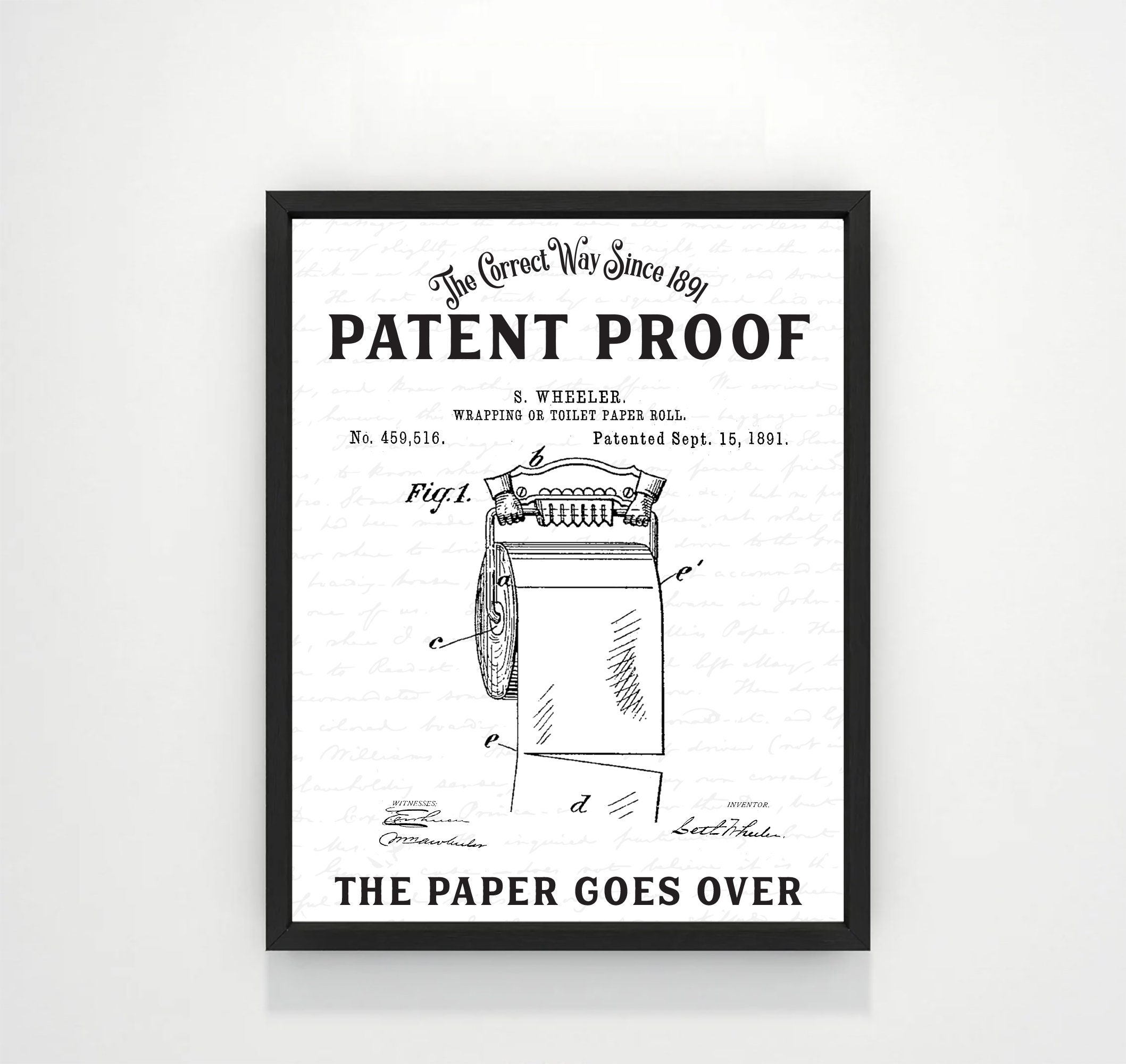 Funny Toilet Paper Patent Wall Art, Bathroom Humor: Print, Framed Print ...