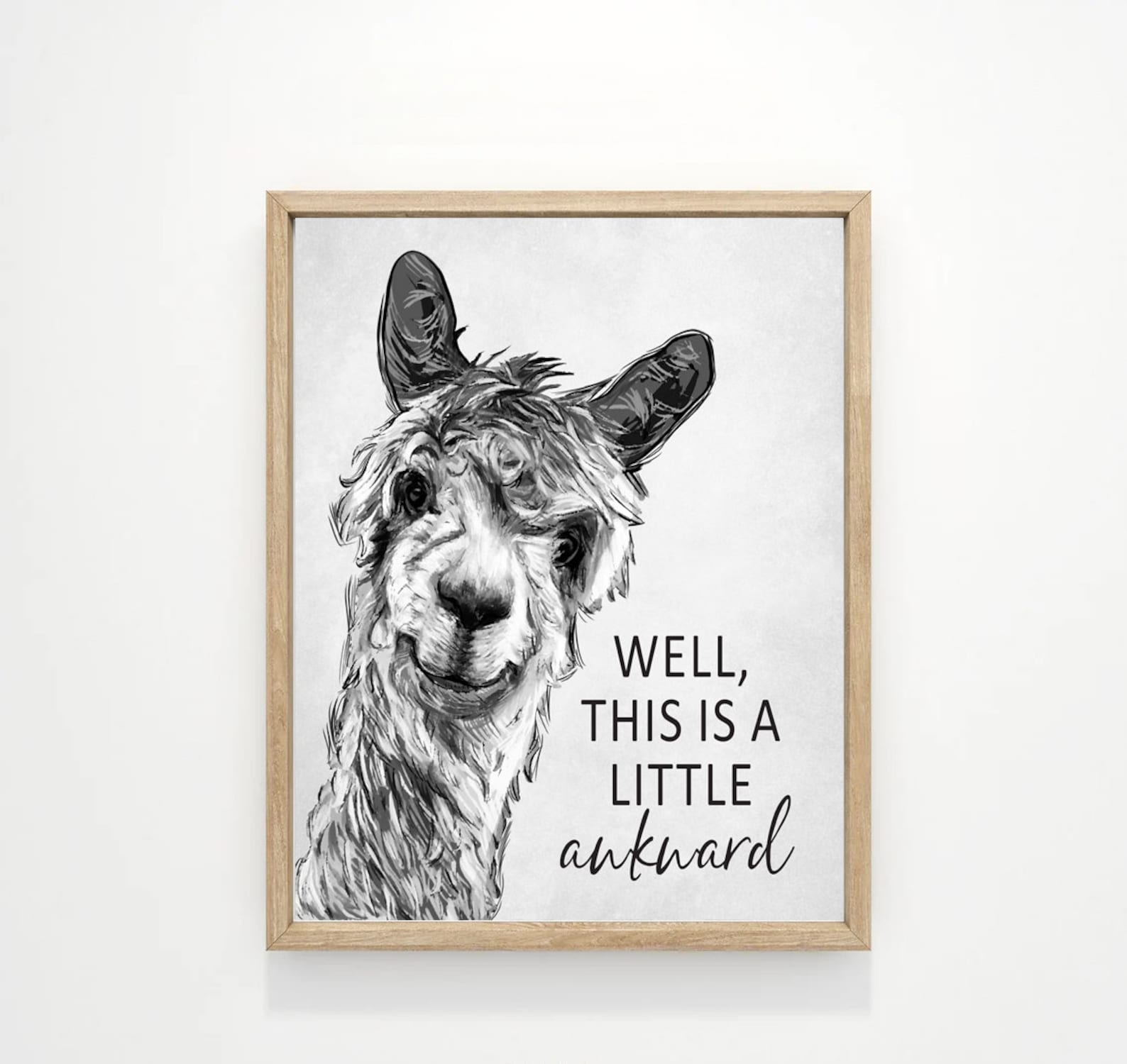 Funny Raccoon Bathroom Wall Art - Unframed 8x10" Black & White Canvas Print - Modern Bathroom Decor