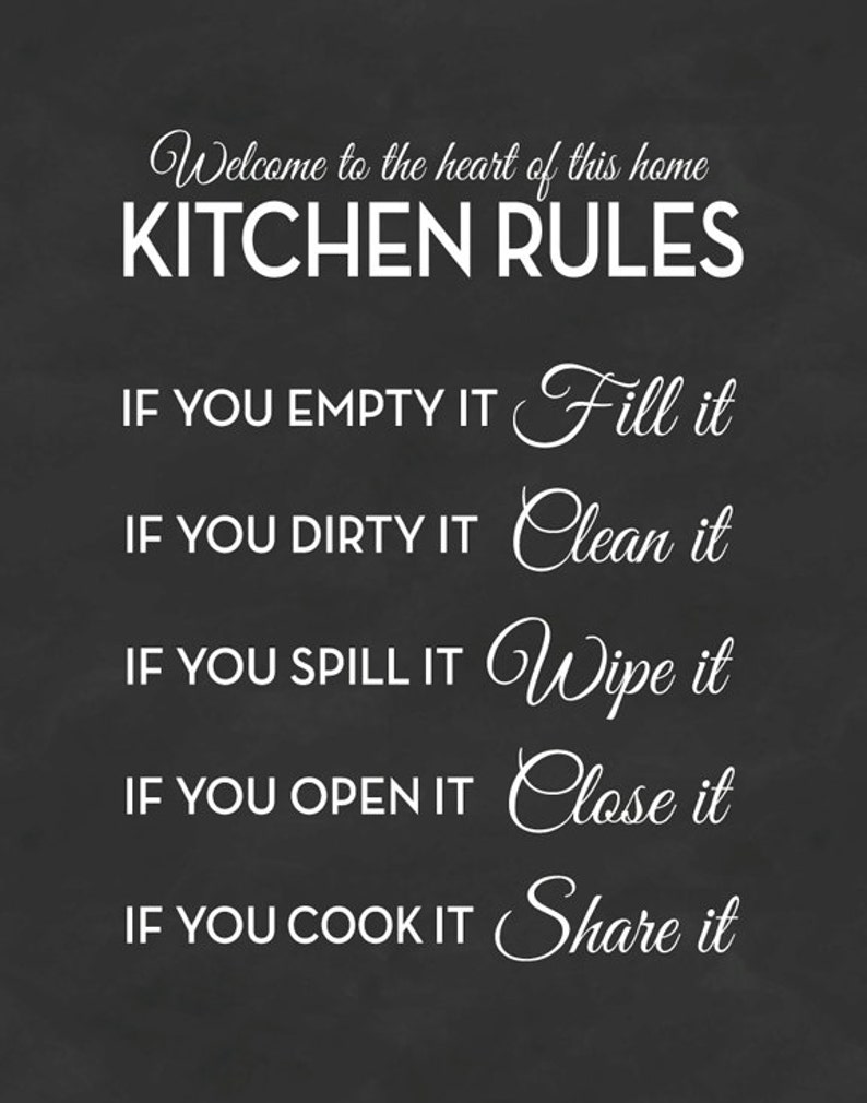 Printable Kitchen Rules Poster Printable World Holiday