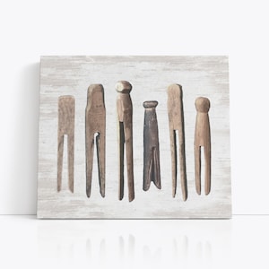 Vintage Wood Clothespins Laundry Room Wall Art | Vintage Heirloom Decor ...