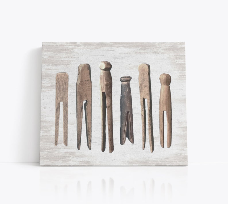 Vintage Wood Clothespins Laundry Room Wall Art | Vintage Heirloom Decor ...