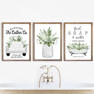 Set of 3 Black & White Bathroom Wall Art: the Cotton Co Truck Custom  Bathroom Wall Decor Farmhouse Bathroom Decor Bathroom Signs 