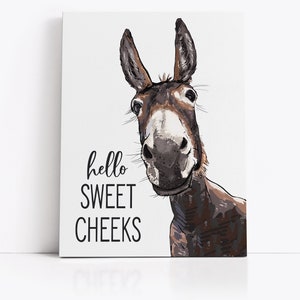Examples of donkey canvas sign Set of 4 Custom Bathroom Art: Llama, Cow, Sheep & Donkey | Lettered & Lined