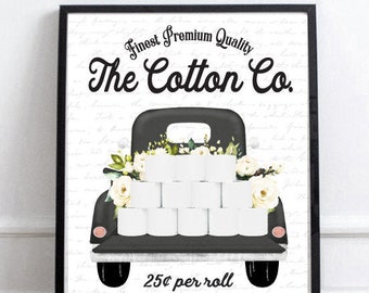 Black Cotton Co 25 Cents Per Roll Bathroom Wall Art, Farmhouse Bathroom Wall Decor | Available as Print, Framed Print or Canvas Sign
