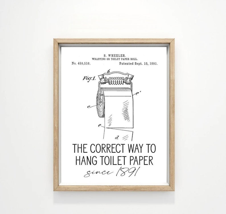 The Correct Way to Hang Toilet Paper Bathroom Wall Art Funny Etsy