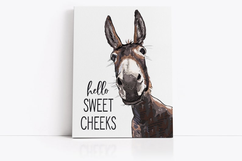 Framed Print examples Set of 3 Custom Bathroom Prints: Llama, Cow, & Donkey | Lettered& Lined
