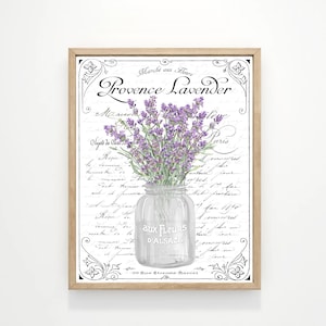 Provence Lavender Floral French Bathroom Wall Art | Purple Flower Bouquet French Paris Parisian Decor | Print, Framed Print or Canvas Sign