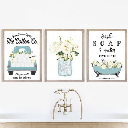 Set of 3 Bathroom Wall Art Donkey Best Seat Cow Custom Etsy