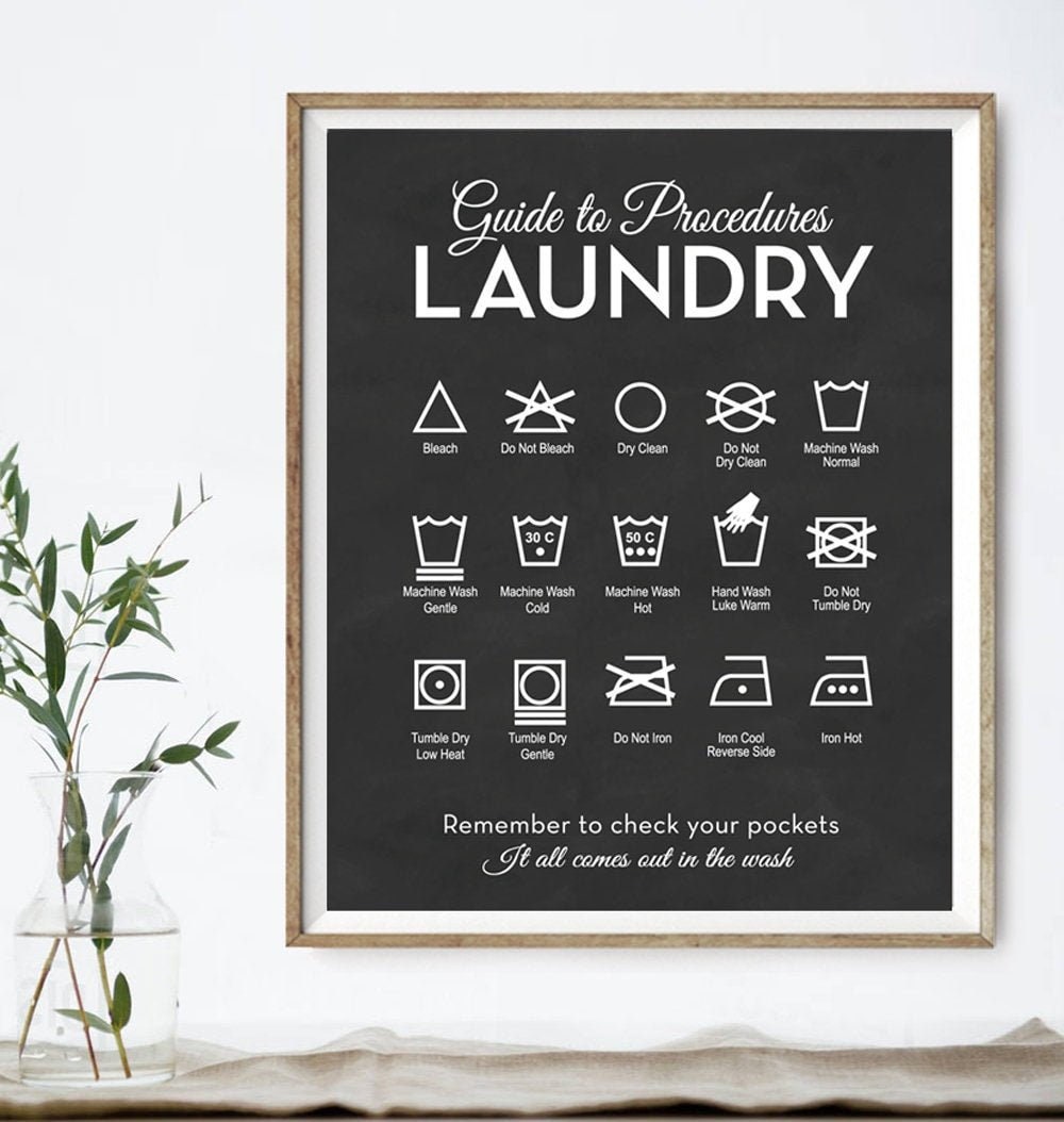 Laundry Wall Art, Laundry Wall Decor, Laundry Room Symbols Sign, Framed ...