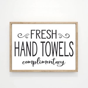 Fresh Hand Towels Bathroom Wall Art | Spa Decor | Modern Farmhouse Bathroom Wall Decor | Vintage Bathroom | Print, Framed Print, Canvas Sign
