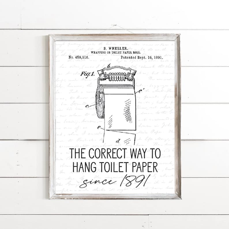 The Correct Way to Hang Toilet Paper Funny Bathroom Wall Art, Humor ...
