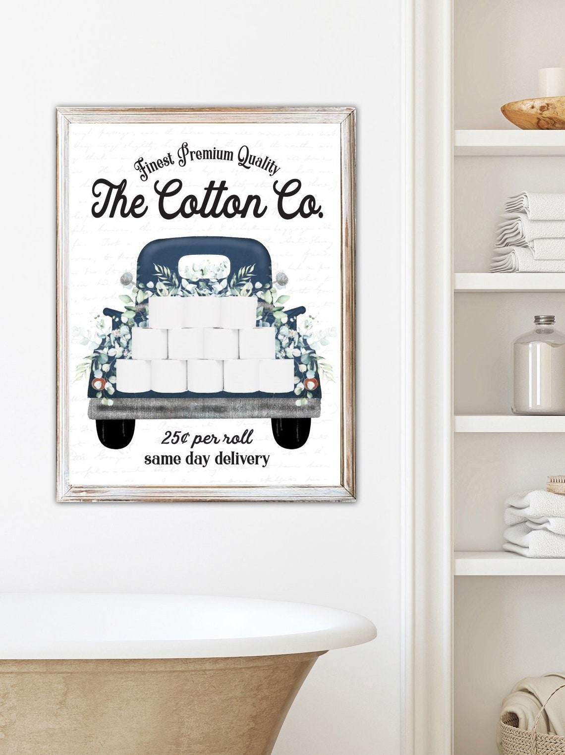 Set of 3 Navy Eucalyptus Bathroom Wall Art the Cotton Co Etsy