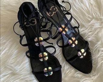 Escada Iridescent Jeweled Sandals