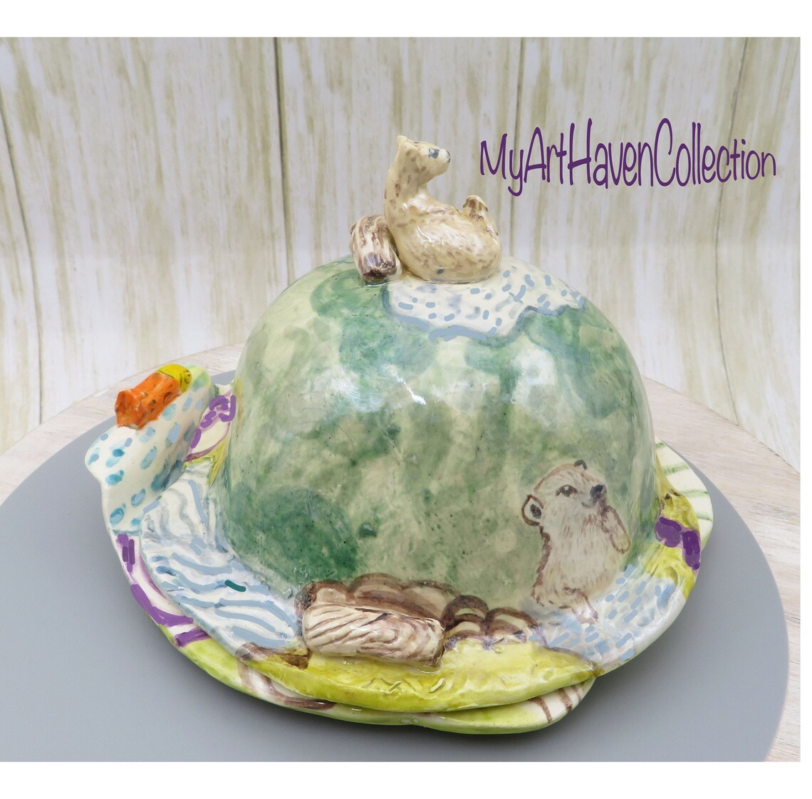 Animal Butter DishPolar Bear Butter Dish w Gold shellOcean Etsy