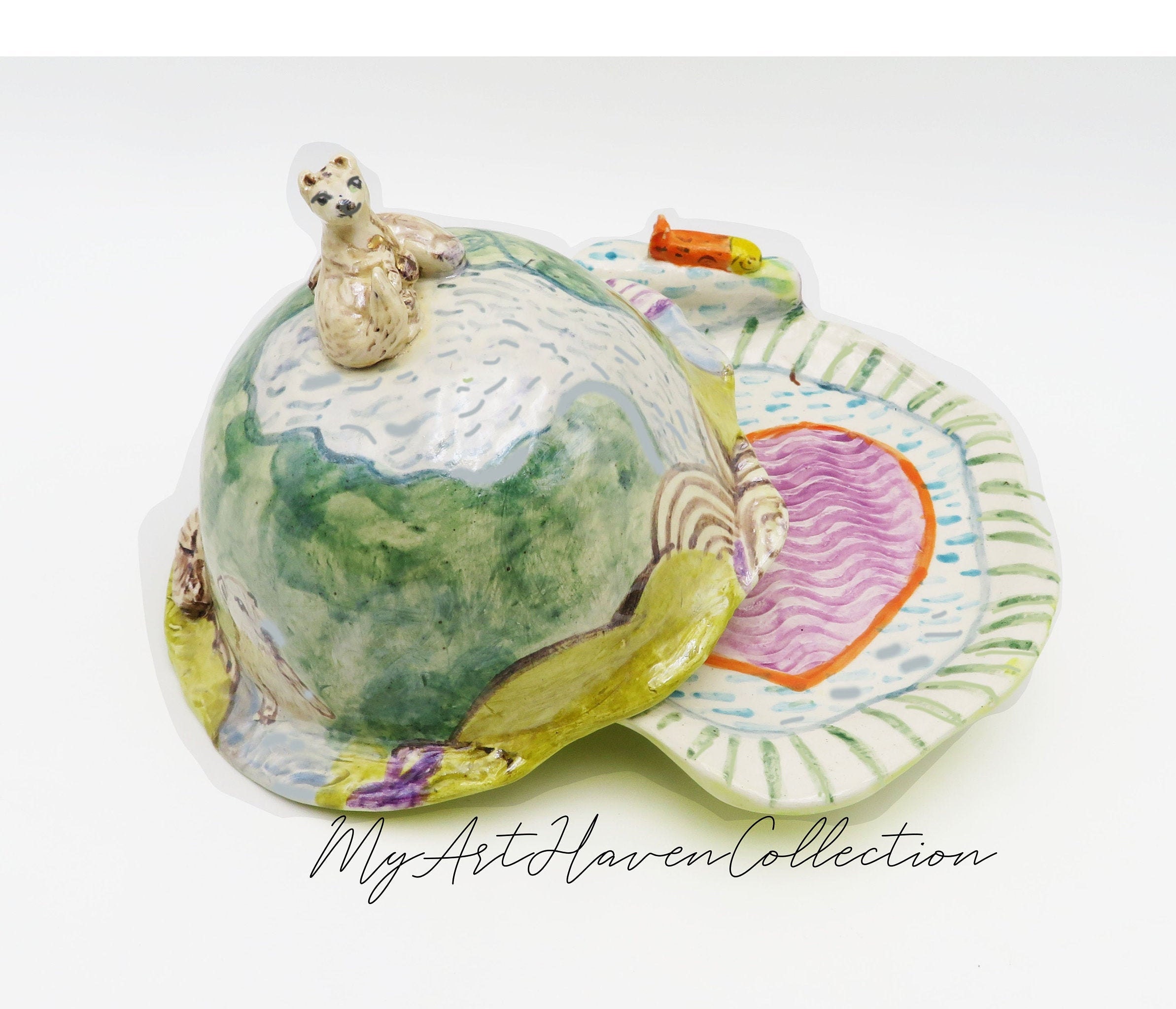 Animal Butter DishPolar Bear Butter Dish w Gold shellOcean Etsy