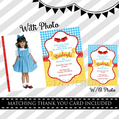 Wizard of Oz Invitation -FREE Matching Thank You Card