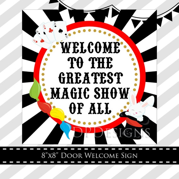 Magic Party Welcome Sign Magician Birthday Party INSTANT | Etsy