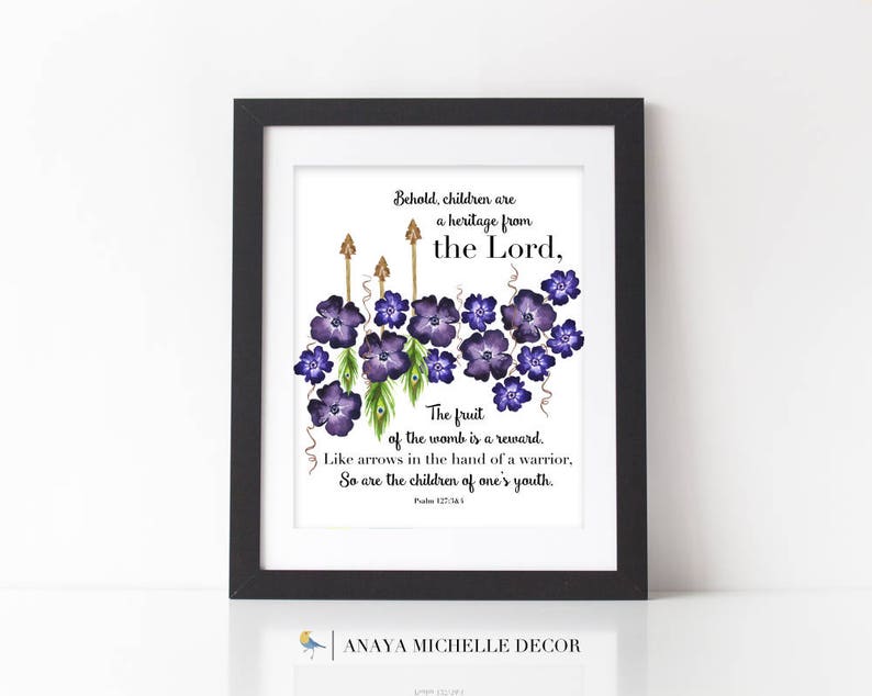 Nkjv Psalm 1273 4 Bible Scripture Children Are A Heritage Verse Christian Home Decor Christian Nursery Digital Instant Download